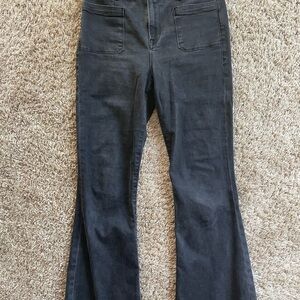 Frame Denim Black Flare Wide Leg Jeans